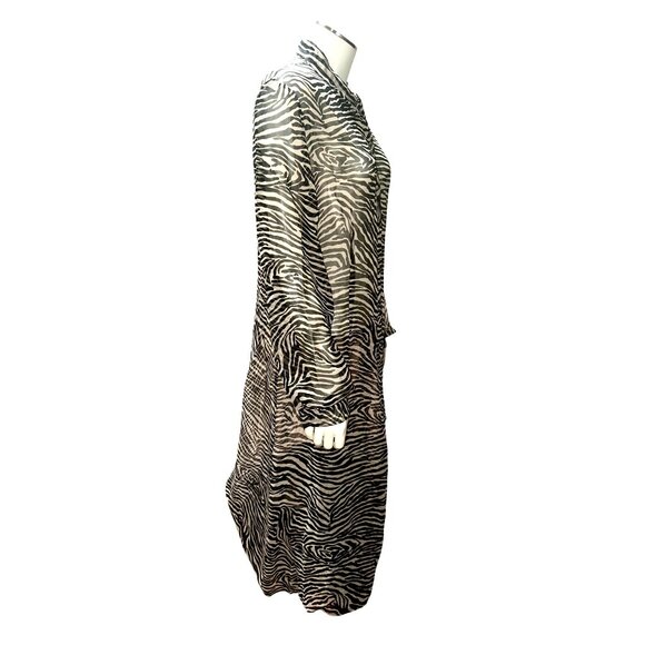 Trio New York Size 14 Sheer Zebra Print Vintage Silk Dress Resort Wear Cover Up - Picture 4 of 9
